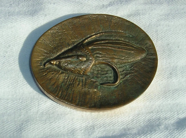 Cast Bronze Paperweight Fly Fishing Atlantic Salmon Federation Sporting Art Sign