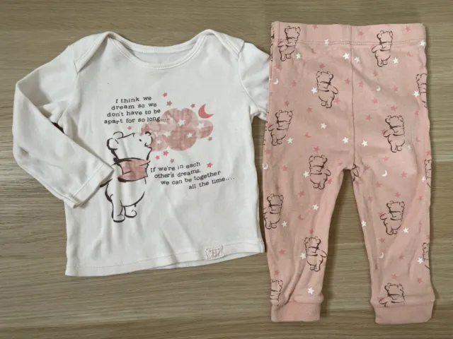 Baby Girl 9-12 months George Disney Winnie The Pooh 2 Piece Pajama Outfit