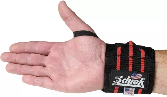 Schiek Sports Model 1112 Heavy Duty 12" Weight Lifting Wrist Wraps - Black/Red