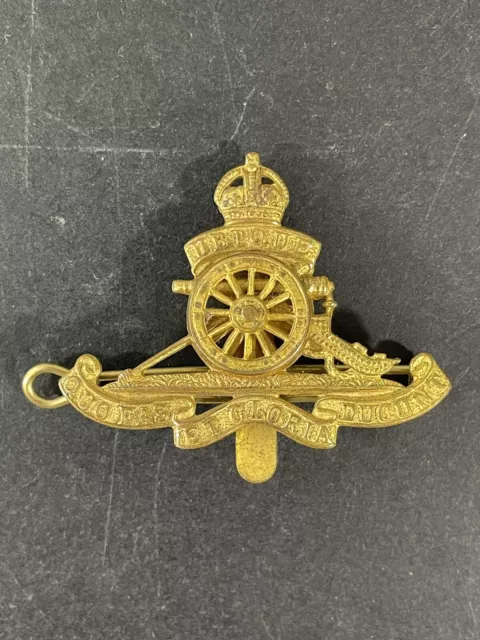 WW2 BRITISH ARMY, Royal Artillery Officer's Gilt Beret Cap Badge RA $38 ...