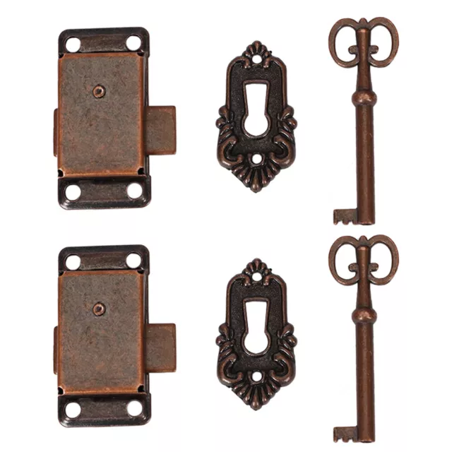 2Pcs Cabinet Door Lock Set Key Curio Grandfather Clock China Jewlery Replacement