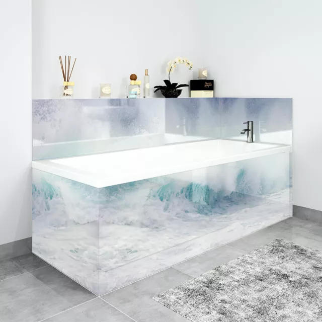 Bath Panels Printed on Acrylic - White Waves