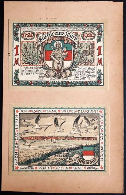 HELGOLAND 1920 1-Sided TEST PRINTS Beyond Specimen! 2x1 Mark German Notgeld