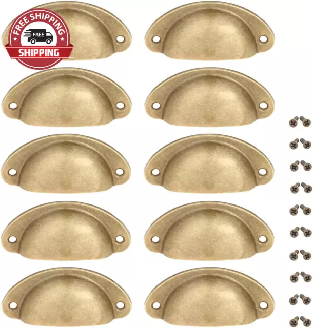 Antique Brass Cabinet Pulls, 10PCS Copper Cup Handles Vintage Farmhouse Style Kn Antique Brass Cabinet Pulls, 10PCS Copper Cup Handles Vintage Farmhouse Style Kn