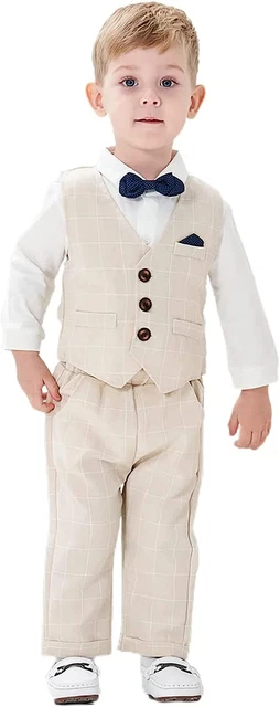 Completo Elegante Bambino Camicie + Papillon + Gilet + Pantaloni, Ragazzo Abbigl