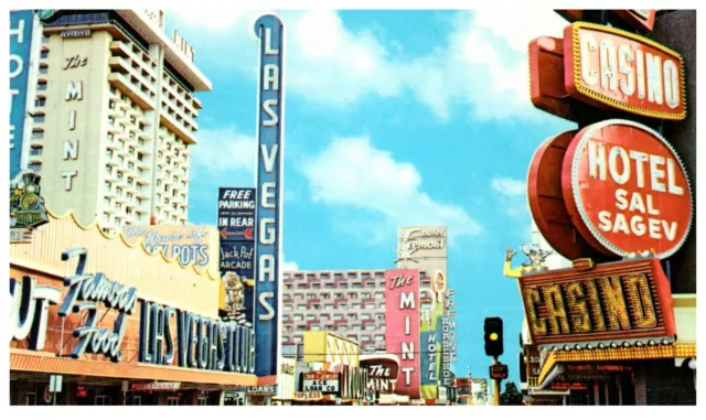 Fremont Street Glitter Gulch Las Vegas, NV Nevada Casino Adv Vintage Postcard