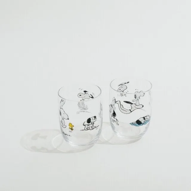 Peanuts Snoopy Glass Set of 2 Welcome Snoopy & Transformation Japan New