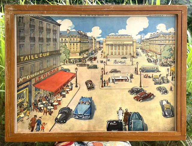 SUPERBE ANCIENNE AFFICHE scolaire rossignol géographie port pêche bois scierie EUR 19,99 - FR
