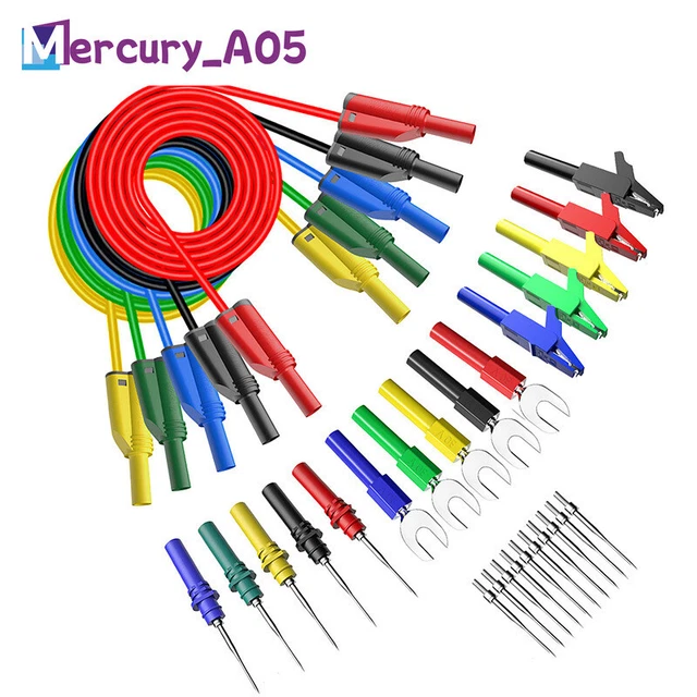 Sicherheits-Messleitung, Laborkabel mit stapelbaren 4mm Bananensteckern, berührungsgeschützt 0,5 Meter 2,5qmm SIL, blau