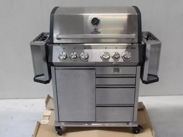 Burnhard EARL Royal Series 4-Brenner Gasgrill Heckbrenner Grillwagen Edelstahl