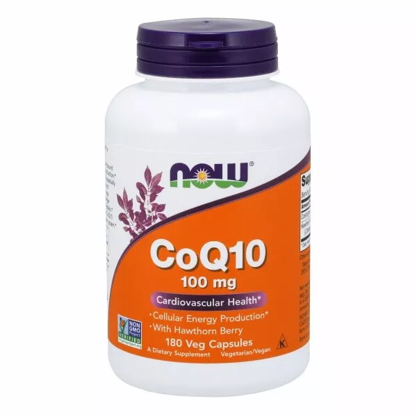 CoQ10 Avec Aubépine Végétarien 100 MG 180 Comprimé Veg Par Now Foods