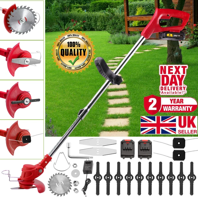 24V CORDLESS ELECTRIC Strimmer Grass Trimmer Telescopic Garden Edger ...
