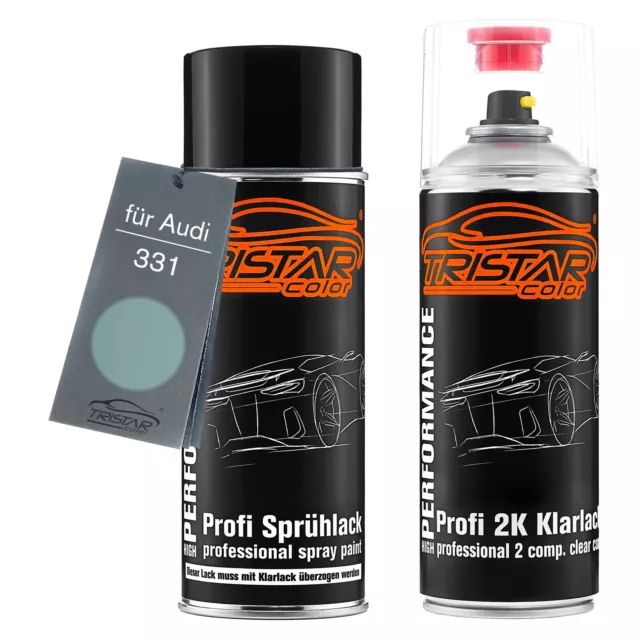 Autolack 2K Spraydosen Set für Audi 331 Horizontblau Horizon Basis 2K Klarlack