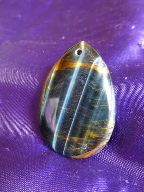 Pendentif Larme En Labradorite - Reflets Argentés - 5cm - Neuf Sans Emballage