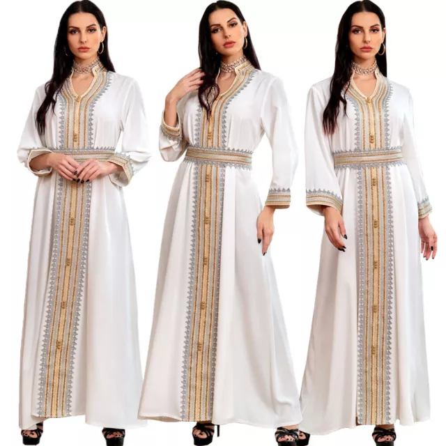 Dubai Women Muslim Abaya Long Maxi Dress Party Moroccan Evening Jilbab Arab Gown