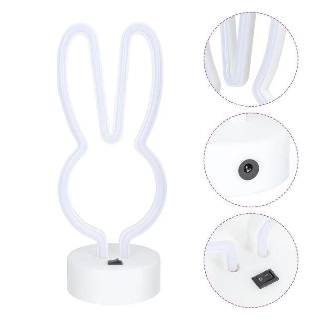RABBIT NIGHT LIGHT Easter Bunny Neon Battery Powered Lights LED Signs
