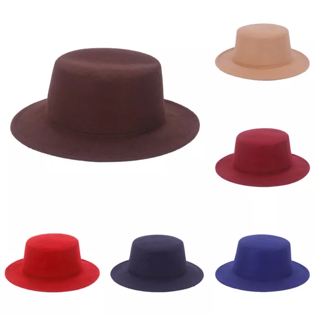 Trilby Caps Men Panama Hat Jazz Cap Fedora Hat Flat Top Hat Imitation wool Hats