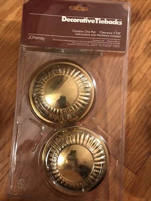 Decorative Tiebacks Curtain Drape Holdbacks Solid Brass Medallion New Pair 4”