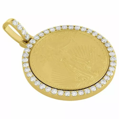 2.20Ct Rond Véritable Moissanite Unisexe Liberty Aigle Pendentif 14K or Jaune