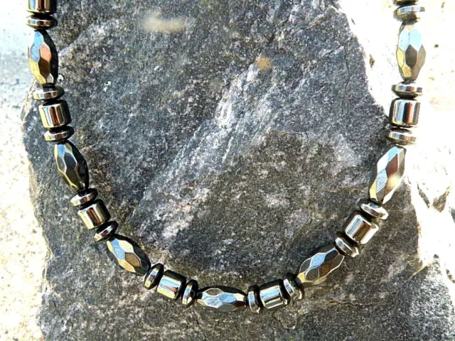 100% Black Magnetic Hematite Necklace Anklet Bracelet 1 Row USA Handmade