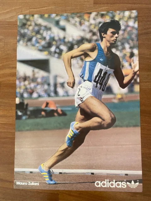 Manifesto,Poster Adidas Scarpe Sport Atletica Mauro Zuliani Olimpiadi 400 M.