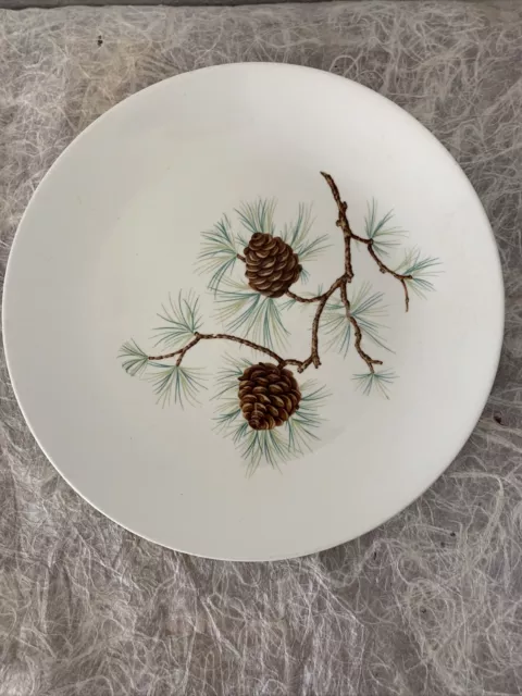 Sabin China Pine Cones Cookie Plate Lunch Tea Party. Vintage Made In USA Xmas 9”