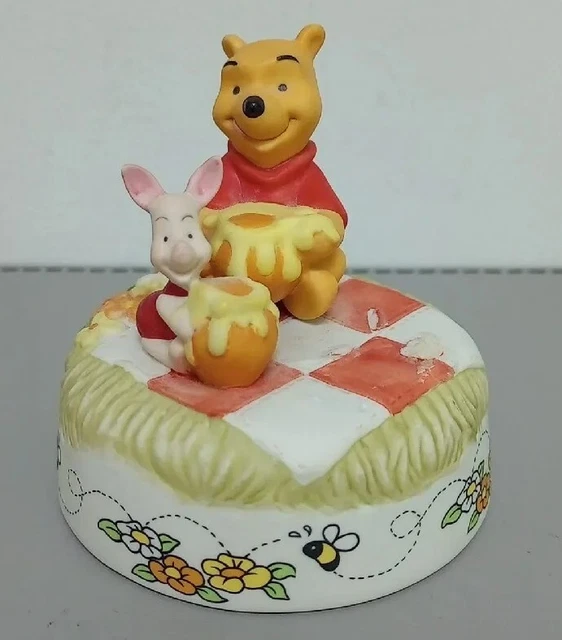 Vintage Walt Disney Winnie the Pooh Piglet Picnic Musical Box Working Damaged