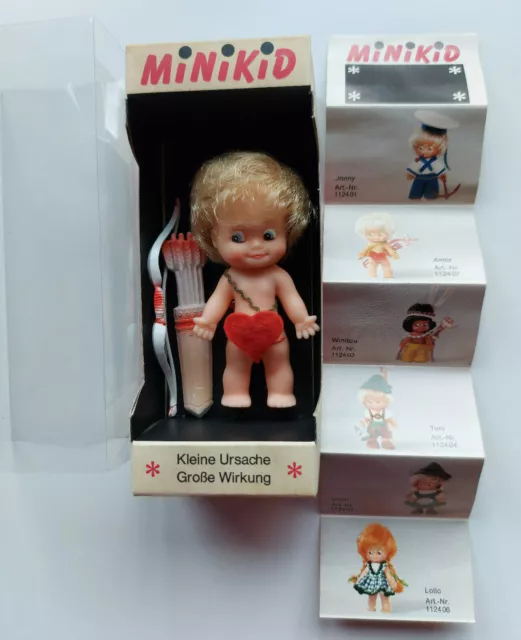 Minikid- Amor OVP, Vintage 60er- Jahre, seltene Gummi-Schildkrötpuppe