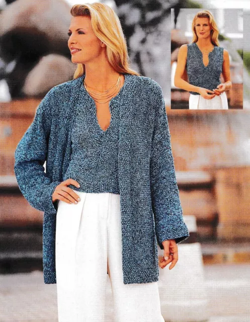 PDF EMAIL Crochet Pattern  Ladies designer long cardigan shell top 42-48" 703F