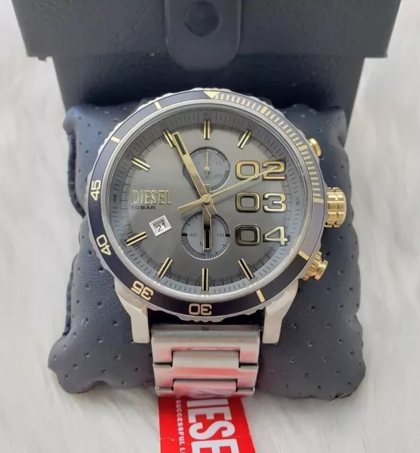 Diesel Double Down 2.0 Men's Chronograph Gunmetal Tone 51 mm Watch NIB DZ4614 2