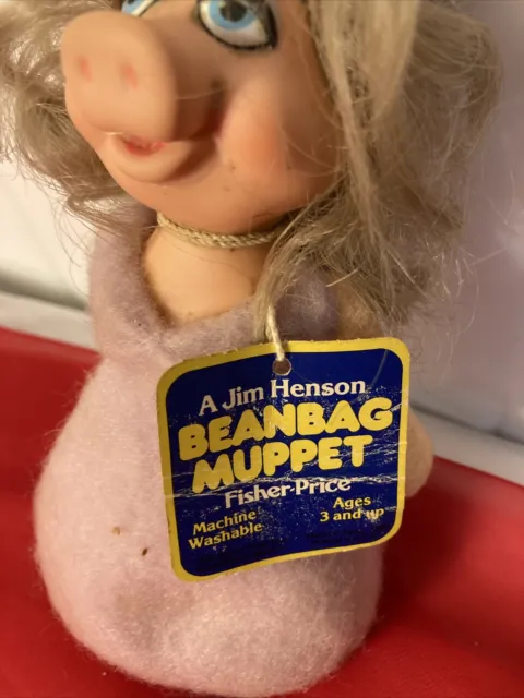 Vintage Jim Henson Miss Piggy Beanbag Muppet Fisher-Price 1977-79 PreOwned W/Tag 2