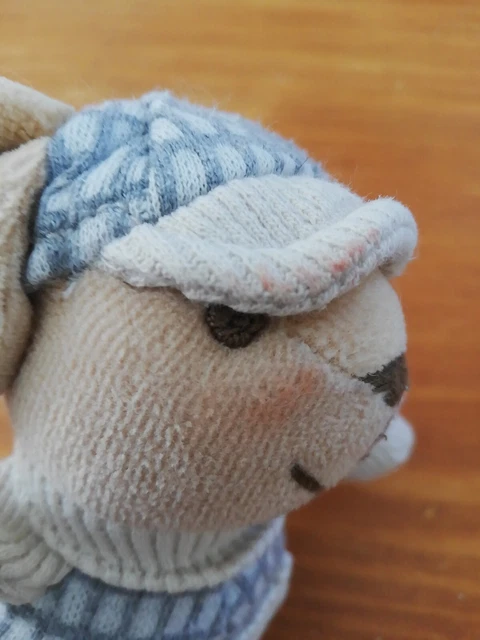 Doudou Et Compagnie Peluche Lapin Beige Ecru Gris Casquette 3