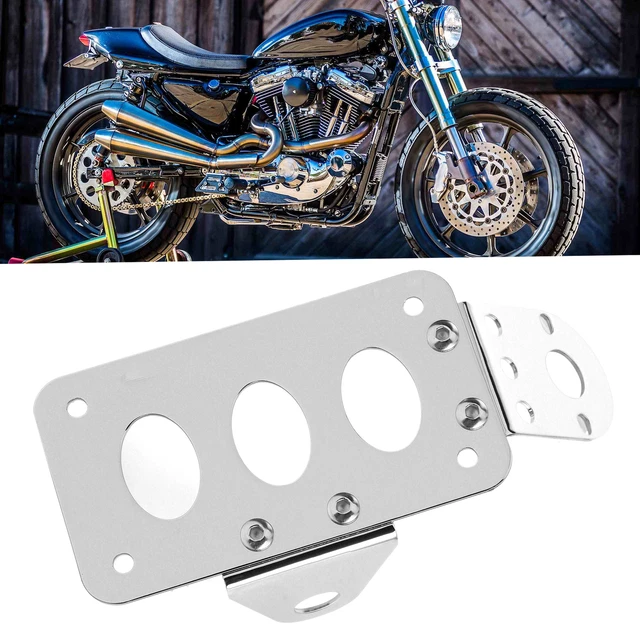 NUOVO supporto piastra di montaggio patente moto argento staffa fanale posteriore montato lateralmente