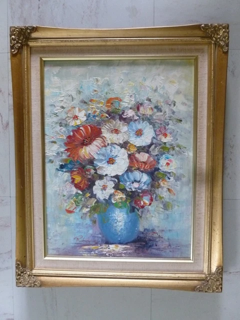 TABLEAU BOUQUET DE Fleurs Huile Sur Toile Signee Et Encadree EUR 30,00 ...