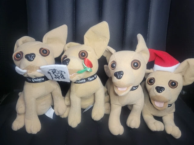 Taco Bell Chihuahua Plush Lot Toy Stuffed Animal Vintage Bundle 4 ALL WORK