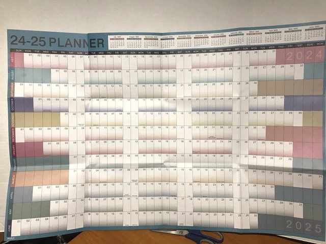 WALL PLANNER JULY 2024 Thru June 2025 Wall Calendar Large Approx. 34.5"x 23" New $25.00 - PicClick