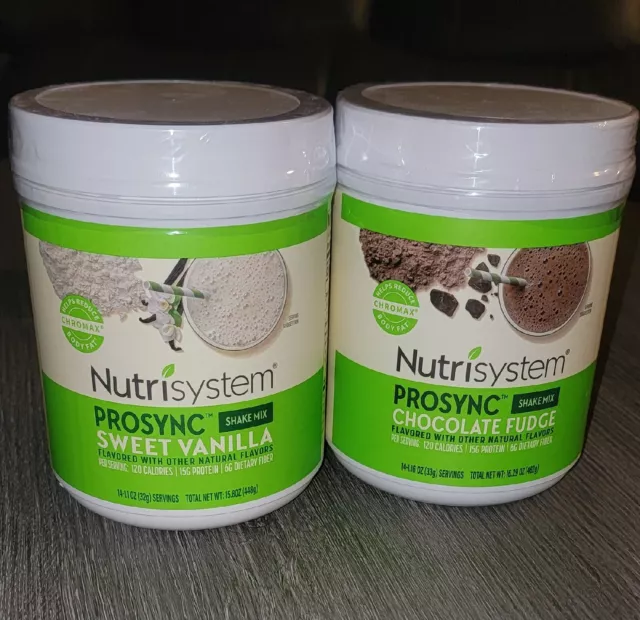 Lote de 2 batidos mezcla de chocolate y vainilla dulce Nutrisystem PROSYNC