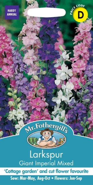Mr Fothergill's Larkspur Seeds giant imperial mixed 300 Seeds Sow Before 2027