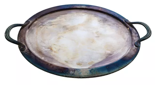 VINTAGE Silver Plate 22 1/2" Oval Serving Platter Tray NO MONOGRAM