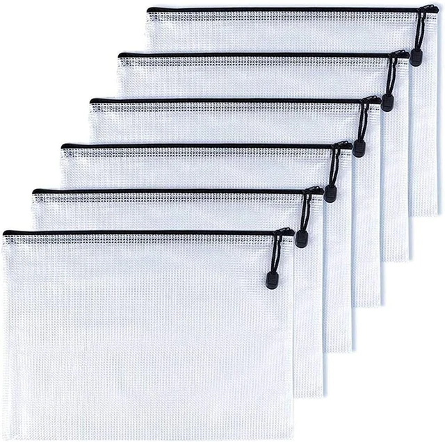 -B5(7"X 11"), Mesh Zipper Pouch Document Folders Bag Plastic Zip File Folders fo
