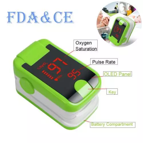 LED Finger Pulse Oximeter Spo2 Heart Rate Monitor Blood Oxygen Meter CE FDA