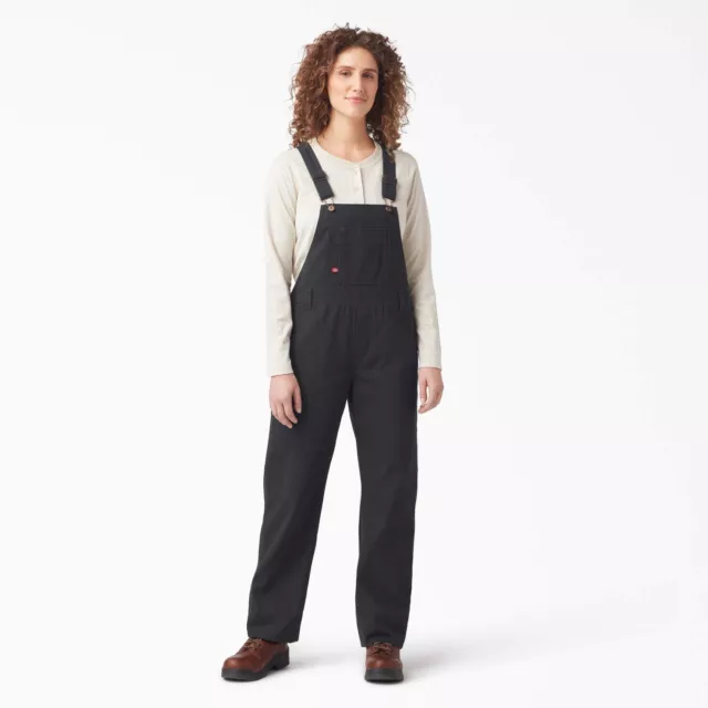 DICKIES WOMEN'S RELAXED Fit Bib Overalls - Rinsed Black Duck Sz Small ...