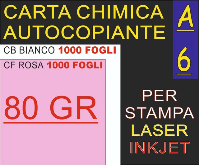 Carta Chimica Autocopiante A5 - 1000 Fogli CB Bianco/CF Rosa, Per Fatture E Bolle - Foto 3