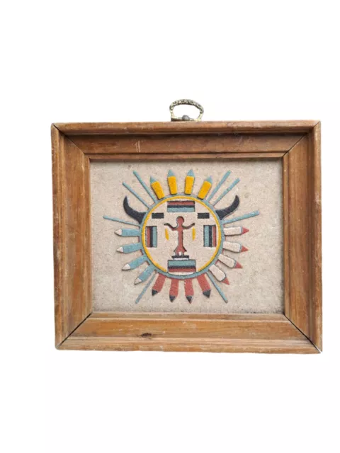 Vintage Navajo Indian Sand Painting Framed Native American 