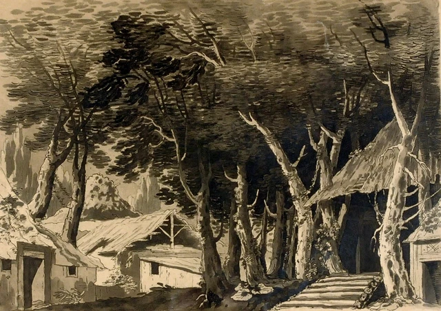 Reggio Emilia - Francesco Fontanesi - Casolare Villereccio - Incisione