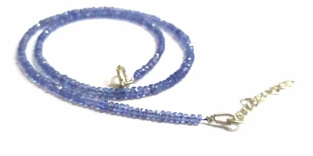 Véritable Haut Classe Aa + Royal Tanzanite 3-4mm Rondelle Facettes Perlé Collier