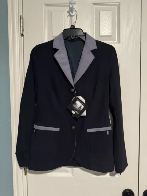Sarm Hippique Verbania Show Coat, Navy/Violet, US 8 (IT 44).  Show Jacket, NWT
