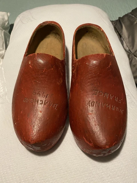Antique Wooden Shoes Red 1944