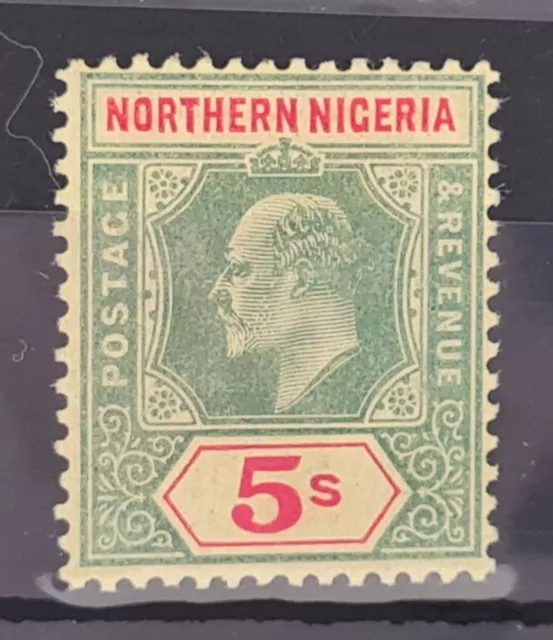 Northern Nigeria Edward Vll 1911 sg38 5s Green Red Yellow Mounted Mint. (B2)