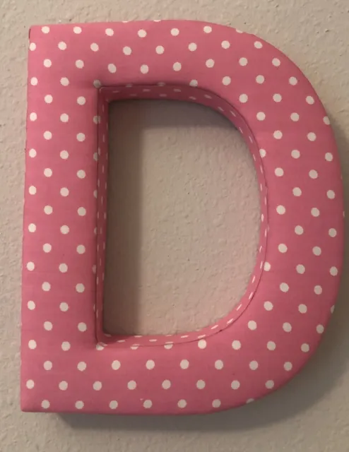 Fabric Covered Wall Letter - Pink Polkadot- Letter D